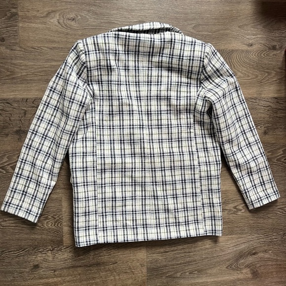 NWT Abercrombie & Fitch Tweed Plaid White Blue Blazer Jacket Women's size Medium - Picture 4 of 10